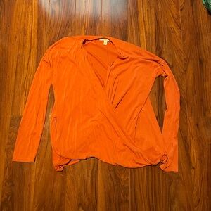 Abercrombie Orange Long Sleeve Open Front Twist Top